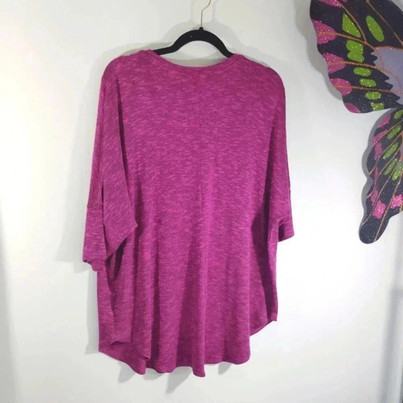 Faded Glory Top 3/4 Sleeve Cold Shoulder Lightweight Sweater Purple Pink 1x - Picture 7 of 14